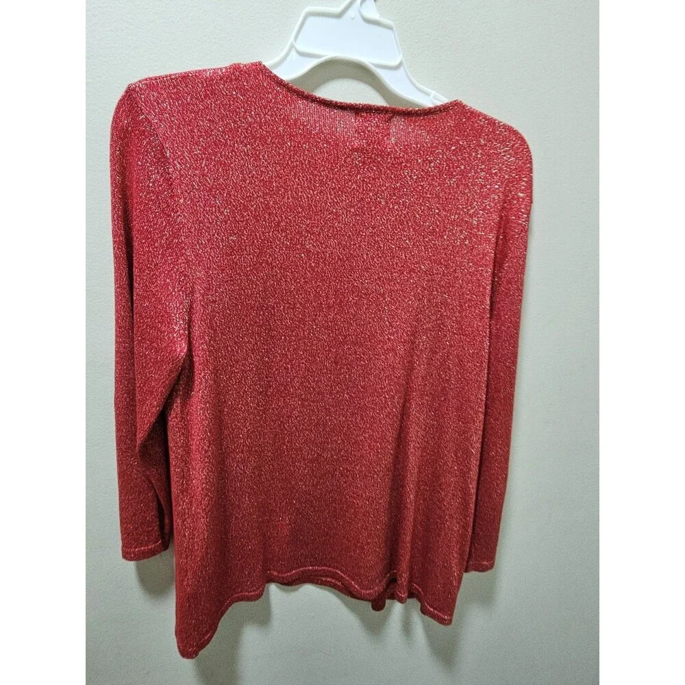 Ruby Rd. Red Sparkle Sweater. 2Fer. Beaded. Size  L - Picture 8 of 8